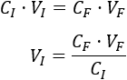 Demostramos la fórmula de las diluciones (concentración inicial por volumen inicial es igual a concentración final por volumen final) y resolvemos problemas de aplicación.
